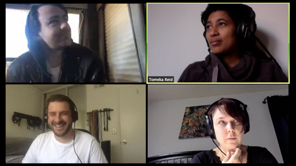 A grid presenting four screenshots from a ZOOM meeting.